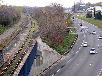 Interstate 94 and the railway tracks
