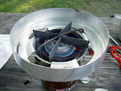 Coleman Peak One stove generating at full throttle