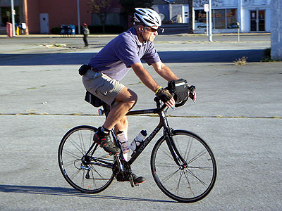 Carl Voss on his bicycle
