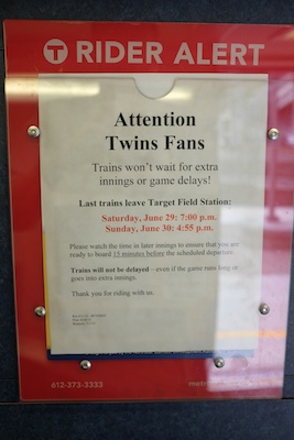 The train was big to bring in Twins fans, but they'd better win in 9 innings!
