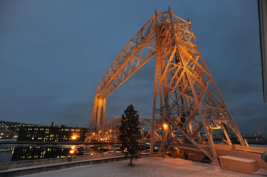 The Duluth Lift Bridge from the South Pier Inn, December 2014