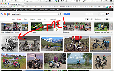 For a while, a photo of me was the top hit on Google if you searched for 'bicycle touring'!