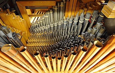 Pipes in the lower chest of the Rieger organ